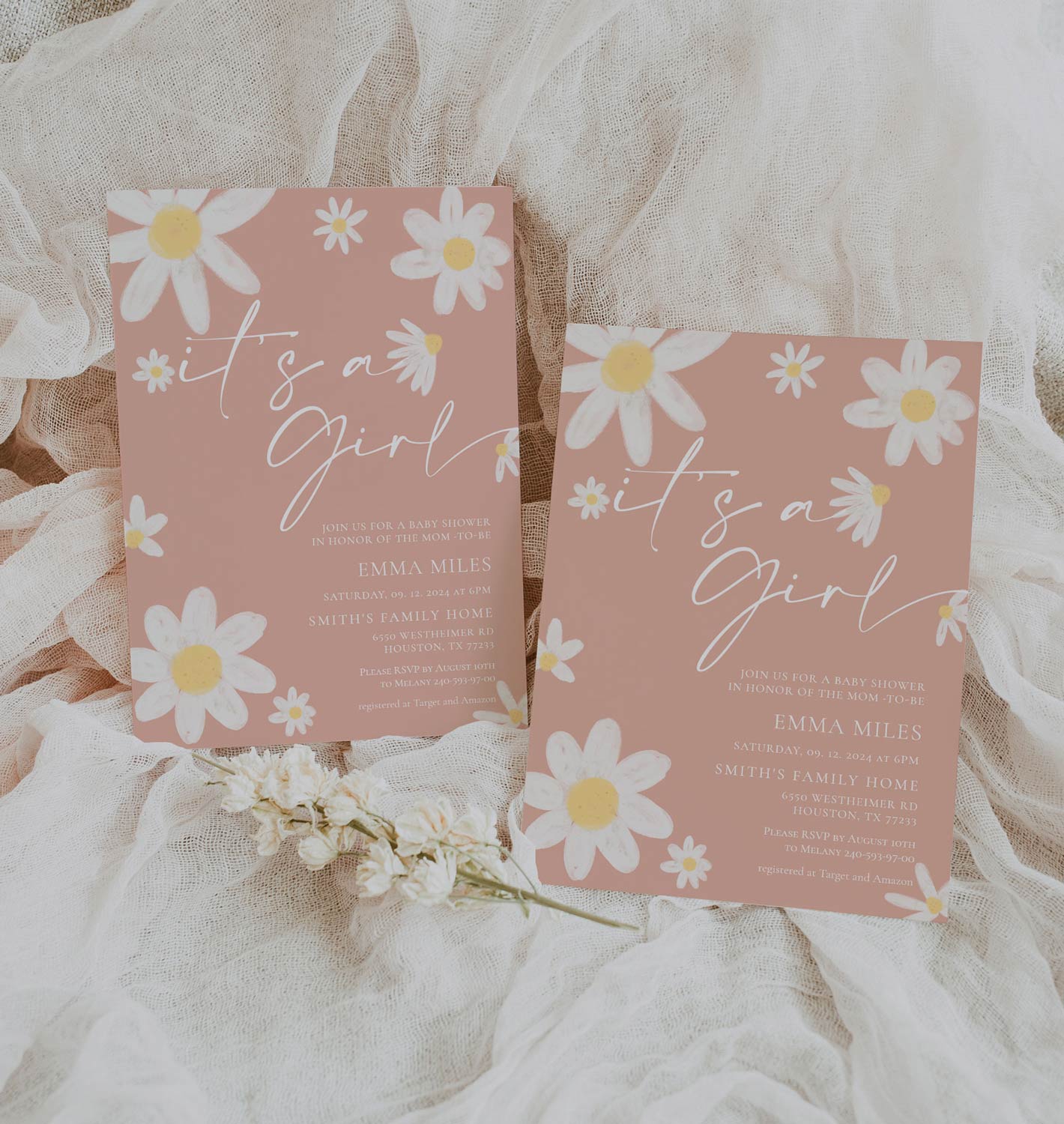 baby shower invitation, it's a girl invitation, girl baby shower, pink baby shower invitation,