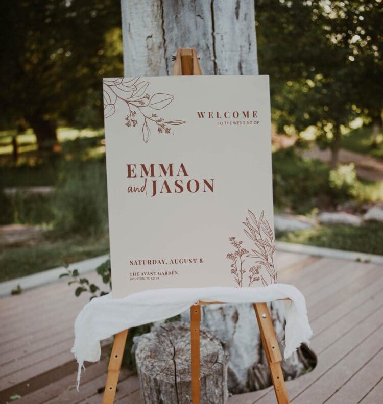 wedding welcome sign, beige wedding welcome sign, boho wedding sign, floral wedding sign,