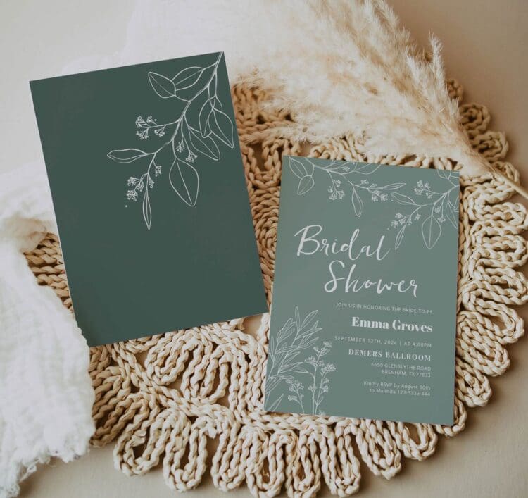 Floral Sage Green Bridal Shower Invitation, bridal shower invitation, sage green bridal shower,