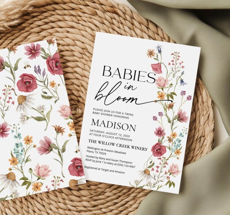 Babies in Bloom | Twins Baby Shower Invitation