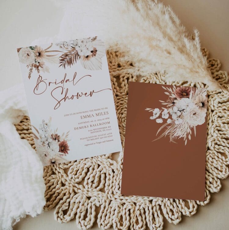 Boho Pampas Bridal Shower Invitation