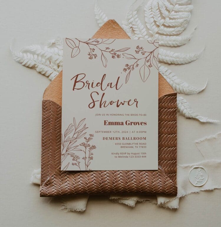 Floral Beige Bridal Shower Invitation