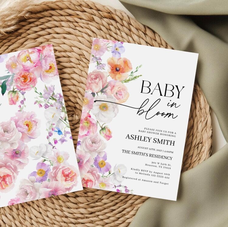 Colorful Baby in Bloom Invitation | Summer Flowers