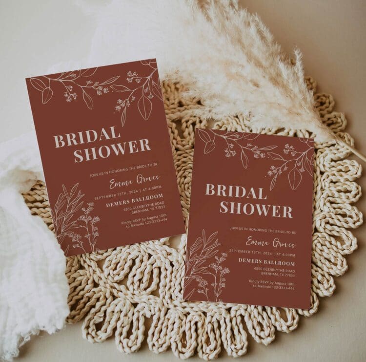 Boho Floral Terracotta Bridal Shower Invitation, bridal shower invitation,