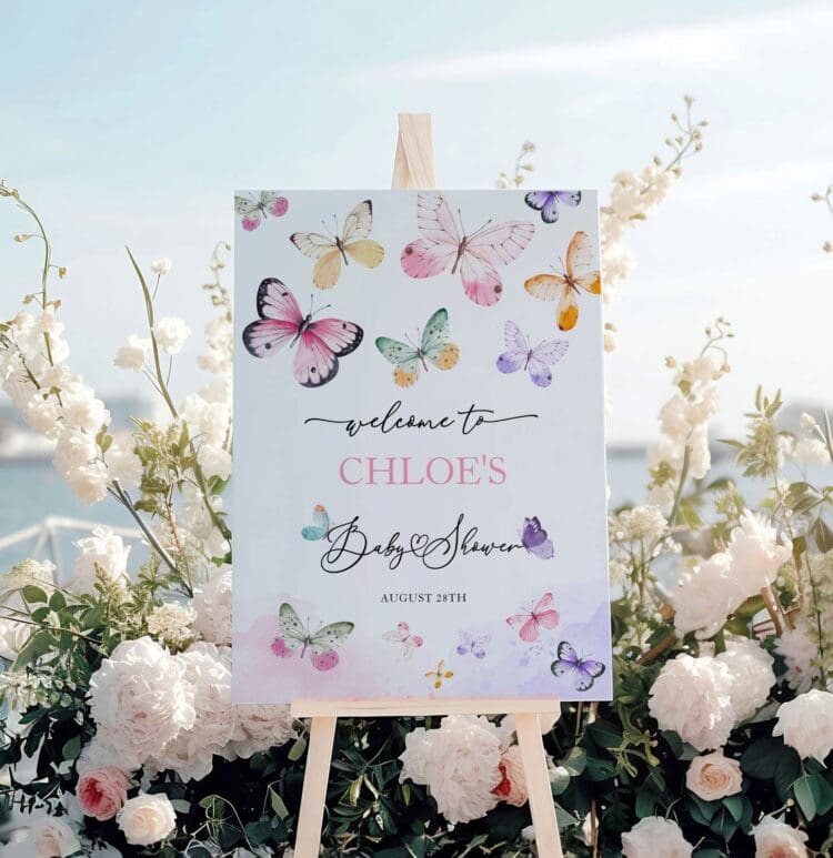 Butterfly Baby Shower Welcome Sign