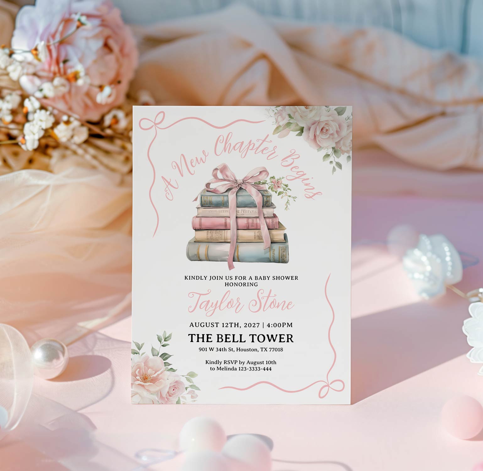 A New Chapter Begins Baby Shower Invitation