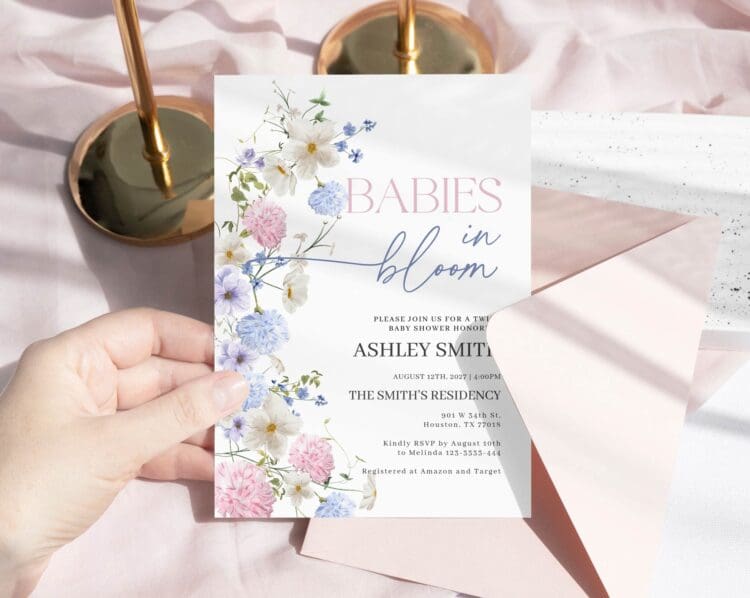 Babies in Bloom Invitation | Twins Baby Shower