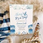 Ahoy It's a boy boy baby shower invitation