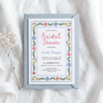 folk hand drawn invitation bridal shower