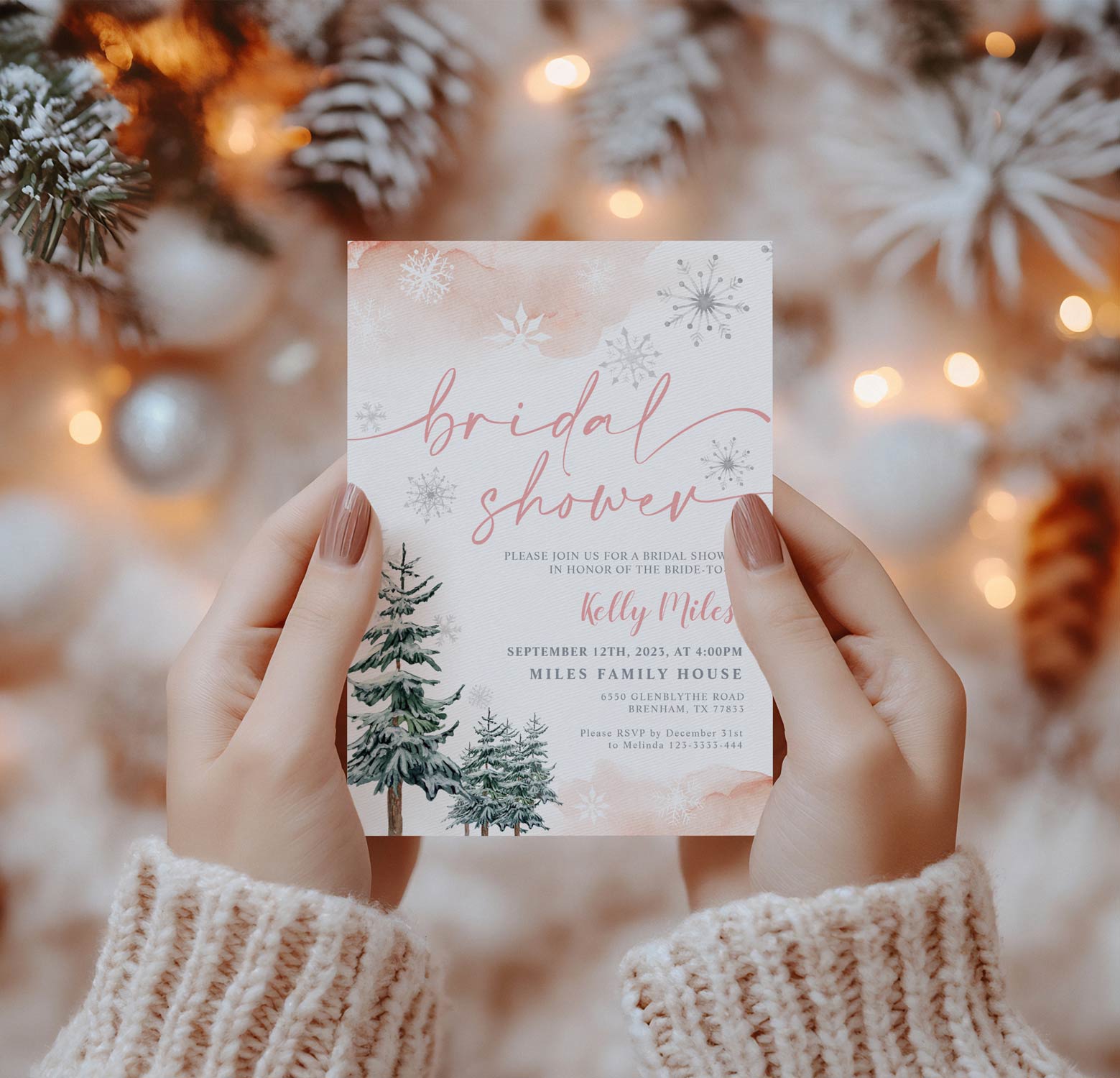 winter bridal shower invitation