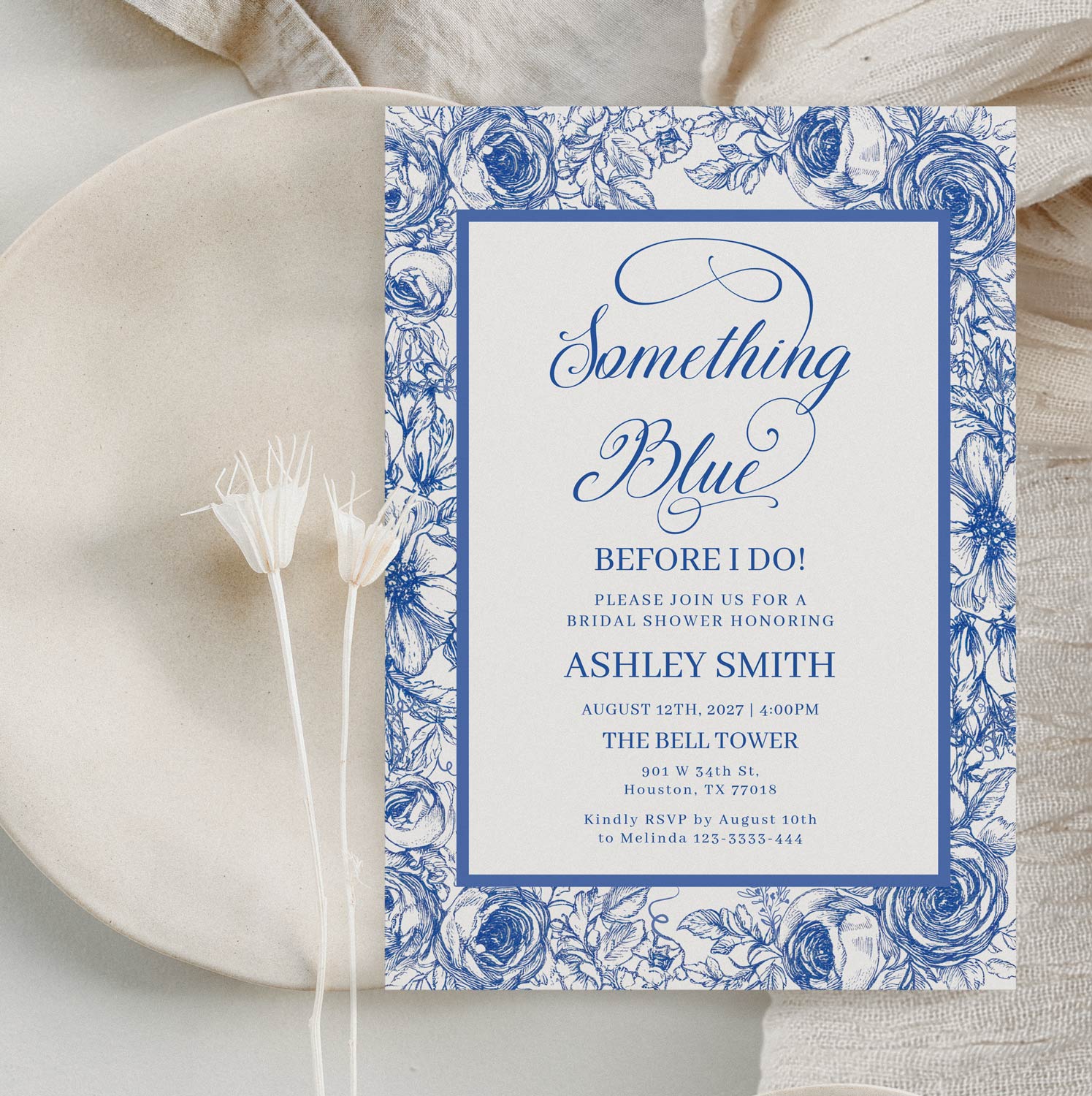 Something Blue Before I Do Bridal Shower Invitation
