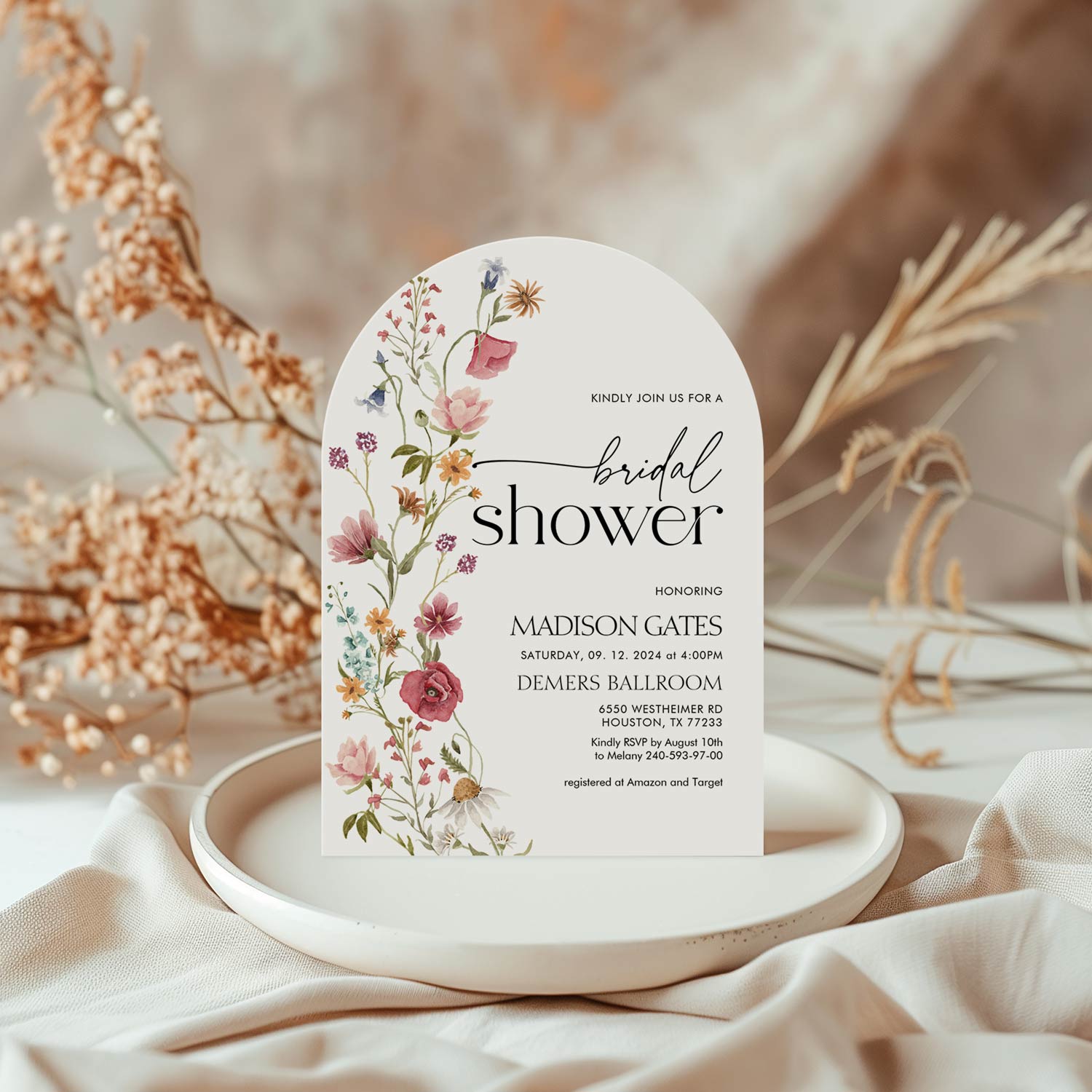 arch bridal shower invitation