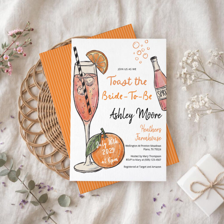 Toast The Bride To Be bridal shower invitation