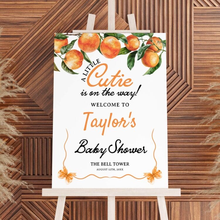 Little Cutie On the Way Baby Shower Welcome Sign