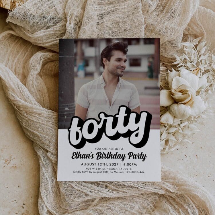 Retro 40th Birthday Invitation | Forty Birthday