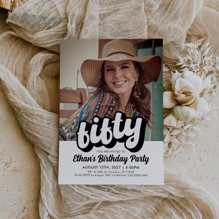 Retro 50th Birthday Invitation | Fifty Birthday