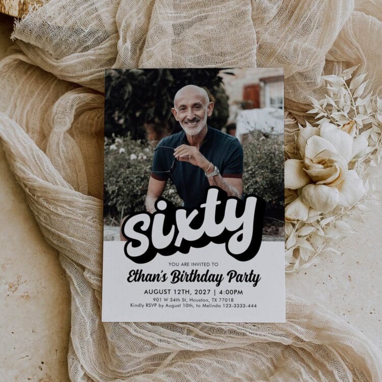 Retro 60th Birthday Invitation | Sixty Birthday