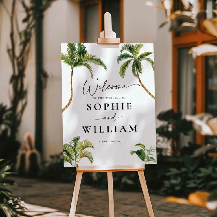 Tropical Wedding Welcome Sign