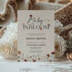 Baby in Bloom Beige Wildflower Baby Shower Invitation