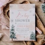 blush baby shower winter invitation