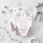 pink baby shower winter invitation