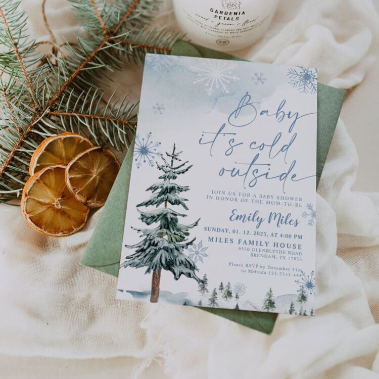 winter baby shower invitation