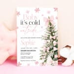 pink bow baby shower winter theme