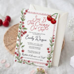 cherry baby shower invitation 