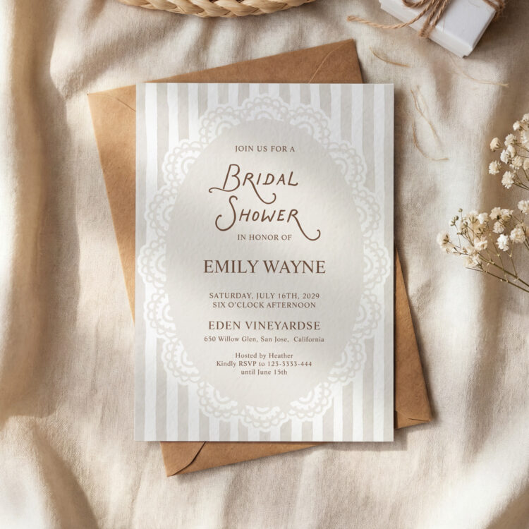 lace bridal shower invitation