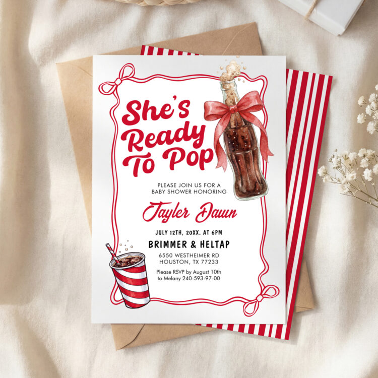 she's ready to pop baby shower invitation