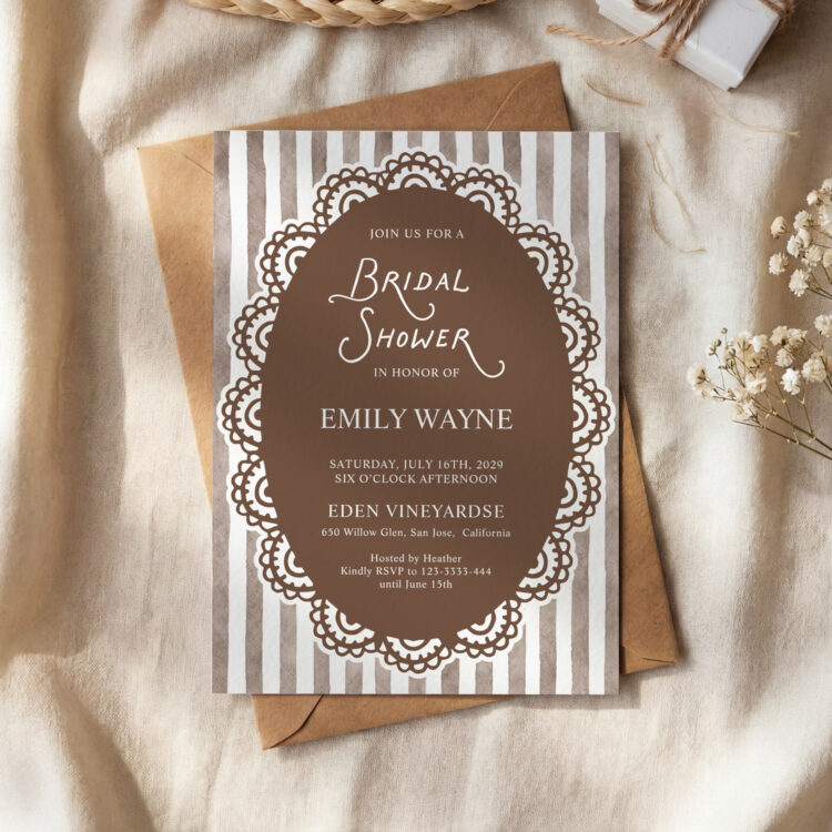 brown bridal shower invitation