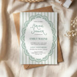 green lace bridal shower invitation
