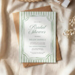 Sage Green Striped Bridal Shower Invitation
