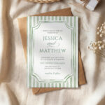 Sage Green Striped Wedding Invitation