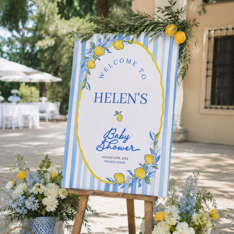 Mediterranean Lemon Baby Shower Welcome Sign