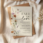 Fall in Love Beige Wildflower Baby Shower Invitation