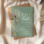 Fall in Love Sage Green Wildflower Baby Shower Invitation